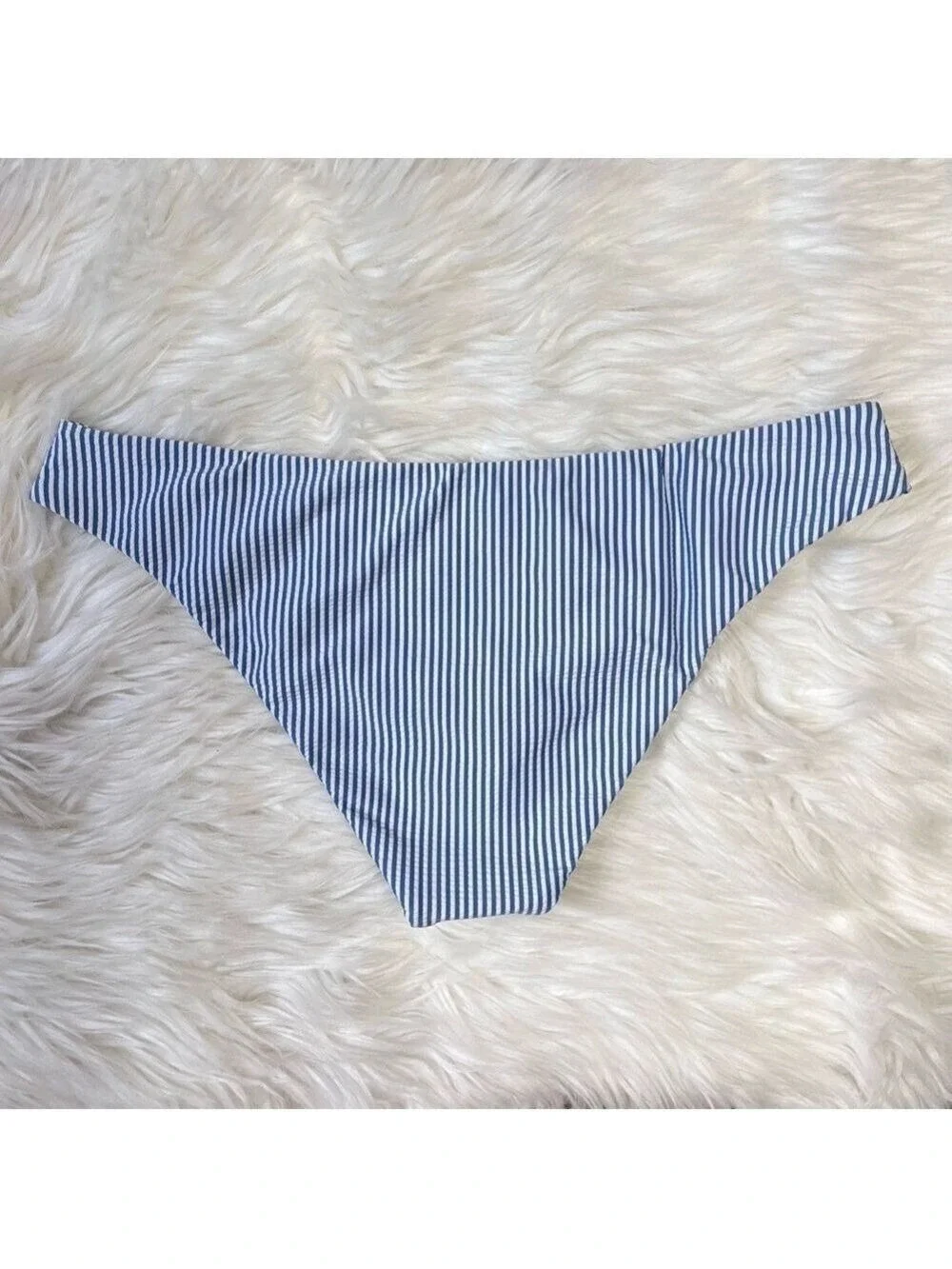 J Crew Blue White Striped Bikini Bottoms Large